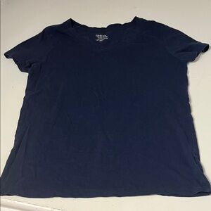 Time and Tru Small Navy Blue Short Sleeve V Neck T Shirt